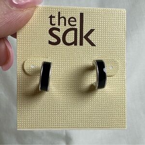 The Sak Classic dainty mini Black Hoop Earrings everyday wear